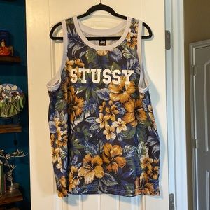 Vintage Stussy sleeveless jersey - Hawaiian print - size L
